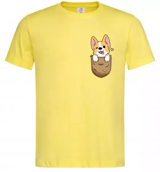 Чоловіча футболка Коргі у кишені Лимонний фото