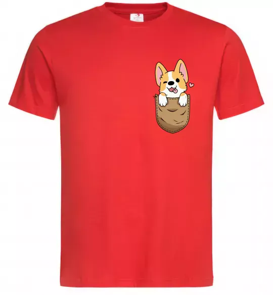 Чоловіча футболка Коргі у кишені Червоний фото