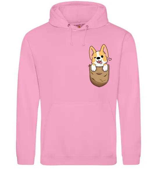 Мужская толстовка (худи) Коргі у кишені Розовый фото