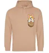 Чоловіча толстовка (худі) Коргі у кишені Пісочний фото