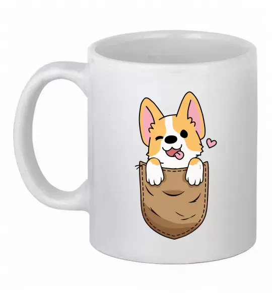 Чашка керамическая Коргі у кишені Белый фото