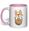 Чашка с цветной ручкой Коргі у кишені Нежно розовый Чашка с цветной ручкой Коргі у кишені Нежно розовый фото