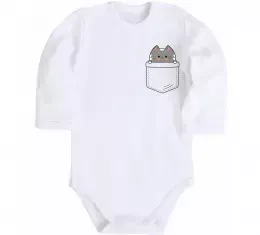 Детский боди Котик в кишені Белый фото