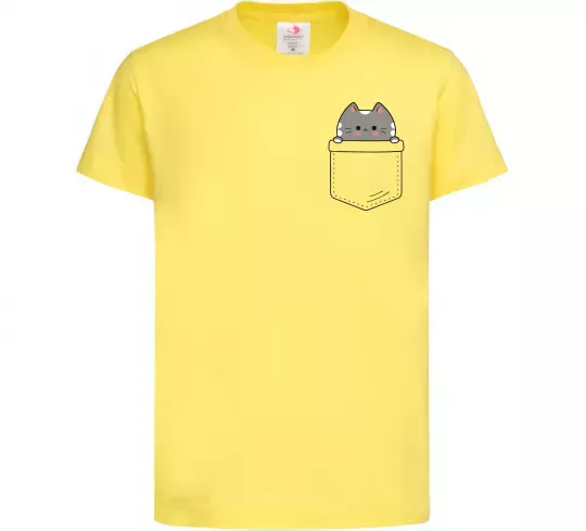 Детская футболка Котик в кишені Лимонный фото