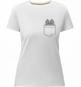 Жіноча преміум футболка Котик в кишені