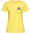 Женская футболка Котик в кишені Лимонный фото