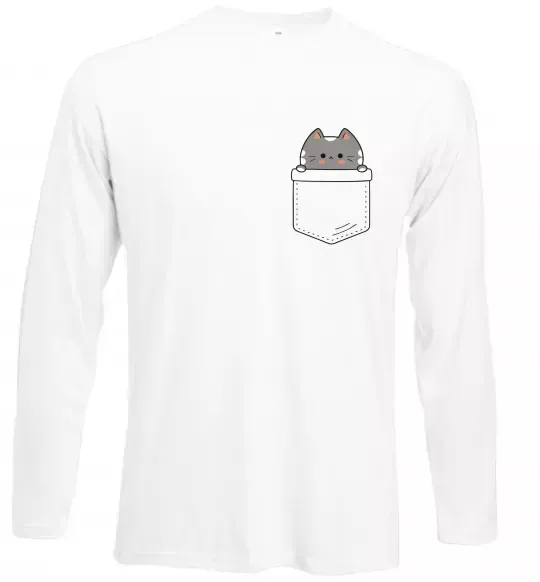 Лонгслів Котик в кишені Білий фото