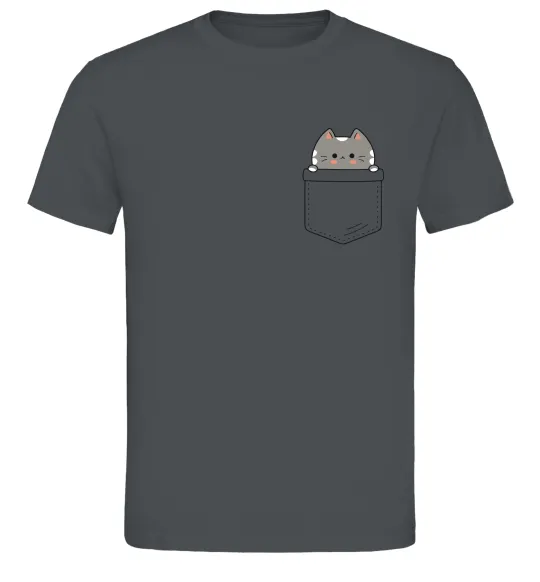Чоловіча футболка Котик в кишені Графіт фото