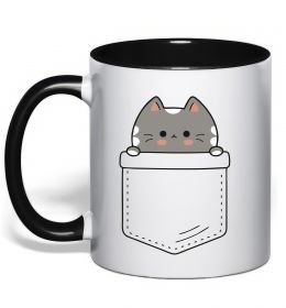 Чашка с цветной ручкой Котик в кишені