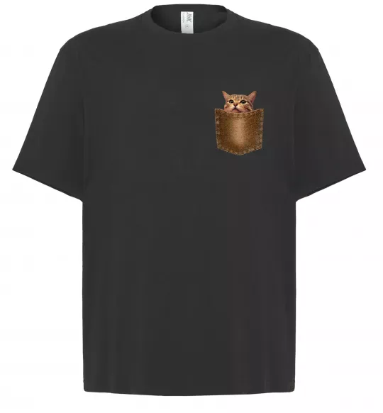 Футболка Оверсайз Кошеня в кишені Черный фото