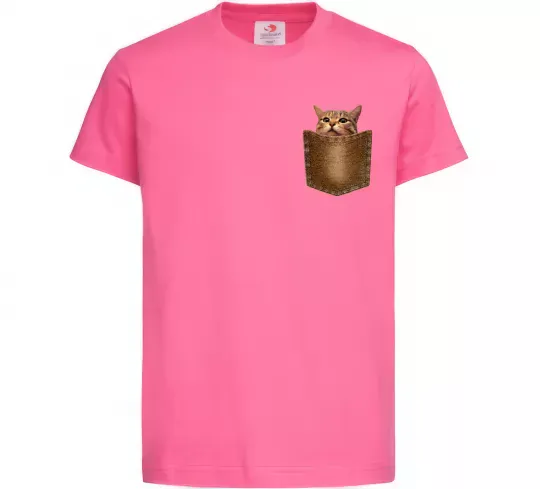 Детская футболка Кошеня в кишені Ярко-розовый фото