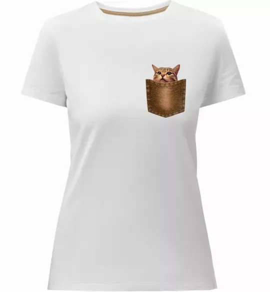 Женская премиум футболка Кошеня в кишені Белый фото