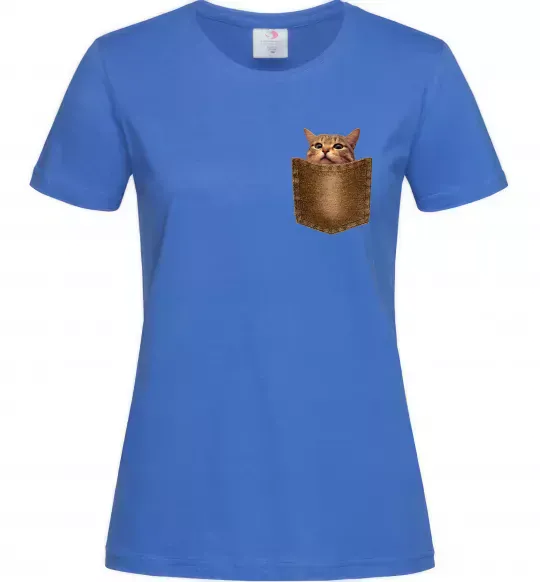 Женская футболка Кошеня в кишені Ярко-синий фото