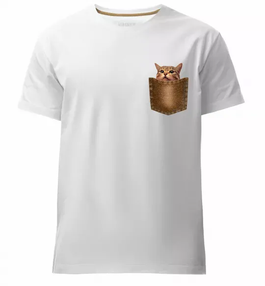 Мужская премиум футболка Кошеня в кишені Белый фото