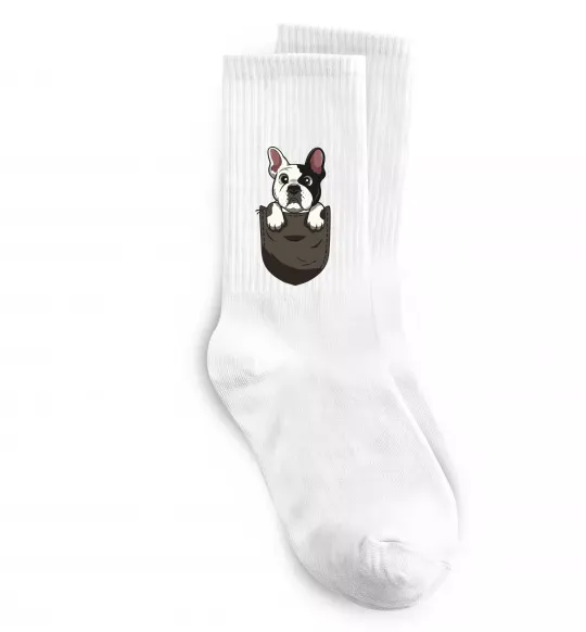 Носки Мопс в кишені Белый фото