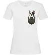 Жіноча футболка Мопс в кишені Білий фото