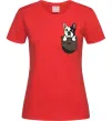 Жіноча футболка Мопс в кишені Червоний фото