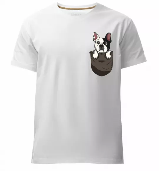 Мужская премиум футболка Мопс в кишені Белый фото