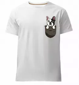 Мужская премиум футболка Кіт-мем у кишені Белый фото