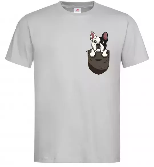 Мужская футболка Мопс в кишені Серый фото