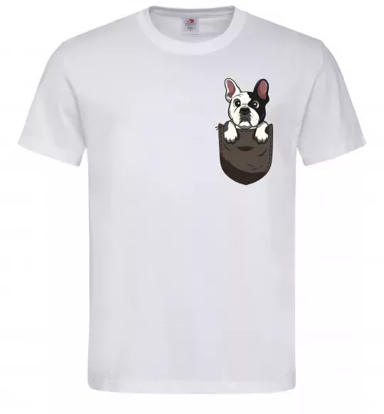 Мужская футболка Мопс в кишені Белый фото