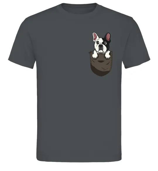 Мужская футболка Мопс в кишені Графит фото