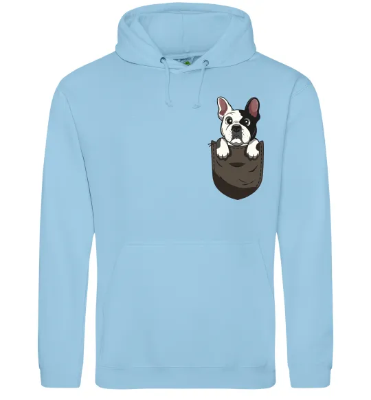 Жіноча толстовка (худі) Мопс в кишені Блакитний фото