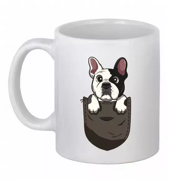 Чашка керамическая Мопс в кишені Белый фото