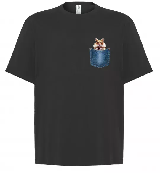 Футболка Оверсайз Хом'як в кишені Черный фото