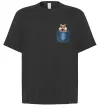 Футболка Оверсайз Хом'як в кишені Черный фото
