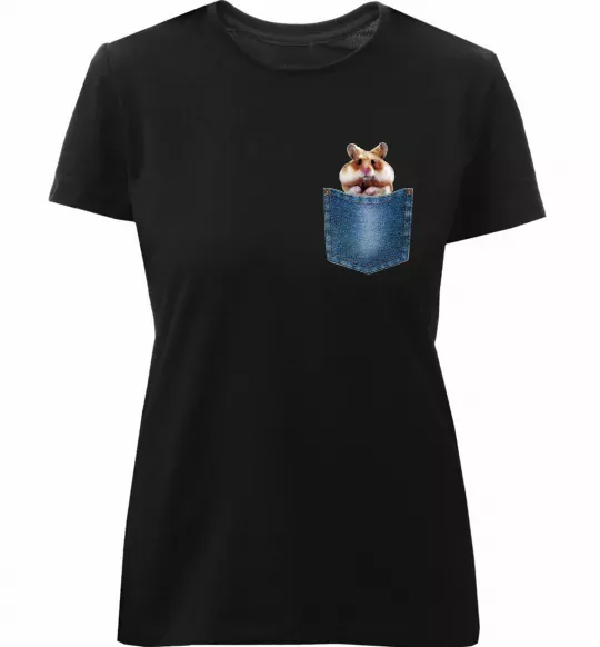 Женская премиум футболка Хом'як в кишені Черный фото