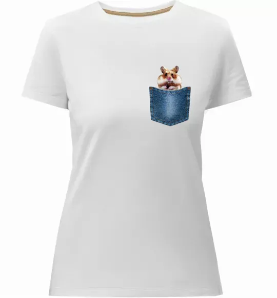 Женская премиум футболка Хом'як в кишені Белый фото