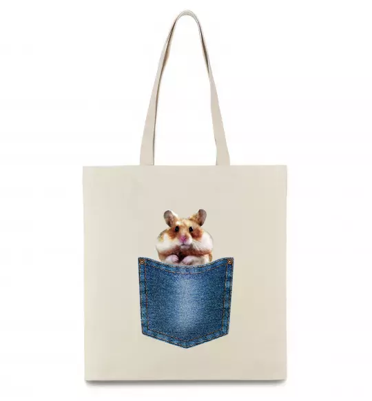 Еко-сумка Хом'як в кишені Бежевий фото