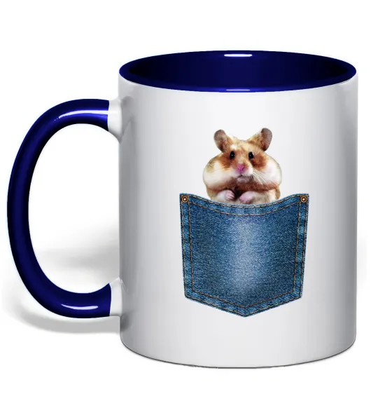 Чашка з кольоровою ручкою Хом'як в кишені Глибокий темно-синій фото