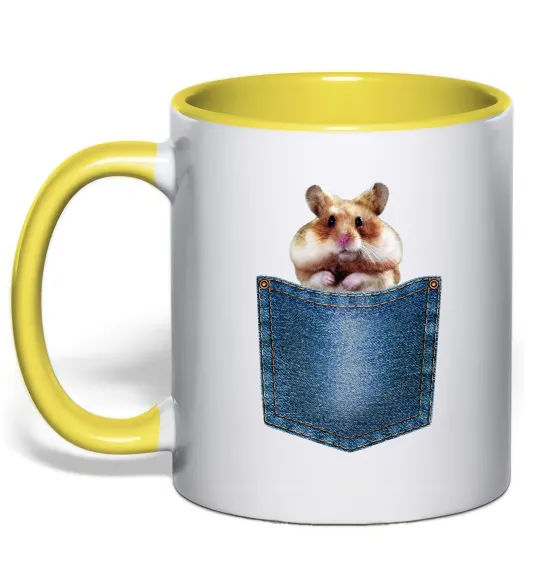 Чашка с цветной ручкой Хом'як в кишені Лимонный фото