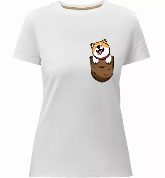 Женская премиум футболка Шиба-іну в кишені Белый фото