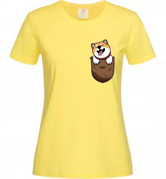 Женская футболка Шиба-іну в кишені Лимонный фото