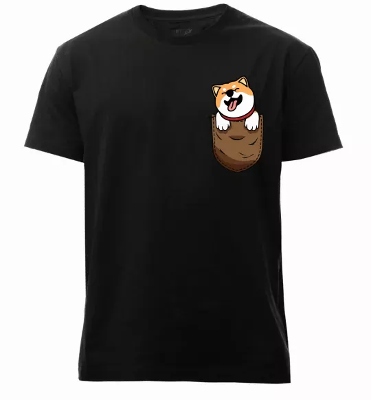 Мужская премиум футболка Шиба-іну в кишені Черный фото