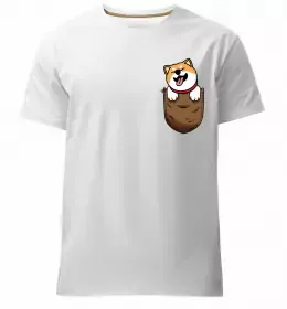 Мужская премиум футболка Кіт-мем у кишені Белый фото