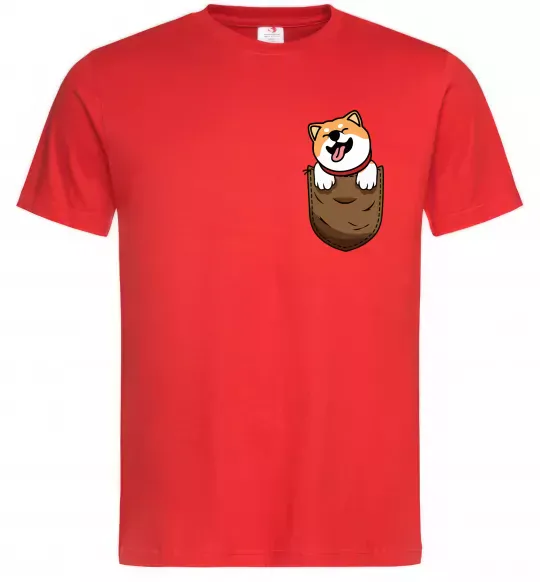 Чоловіча футболка Шиба-іну в кишені Червоний фото