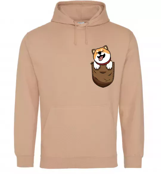 Мужская толстовка (худи) Шиба-іну в кишені Песочный фото