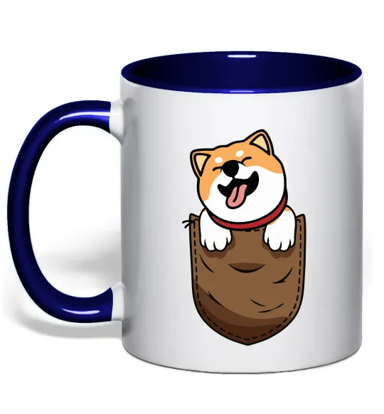 Чашка с цветной ручкой Шиба-іну в кишені Глубокий темно-синий фото