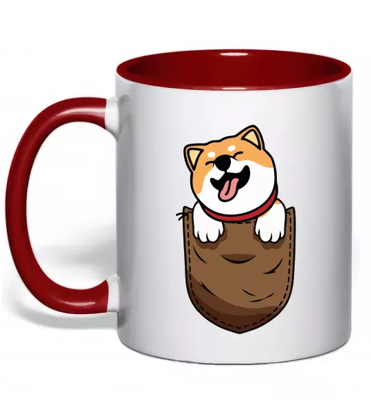 Чашка с цветной ручкой Шиба-іну в кишені Красный фото