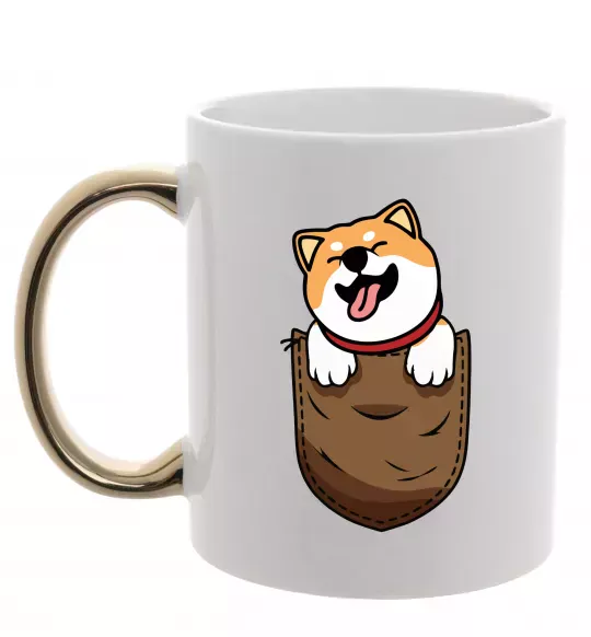 Чашка с цветной ручкой Шиба-іну в кишені Золото фото