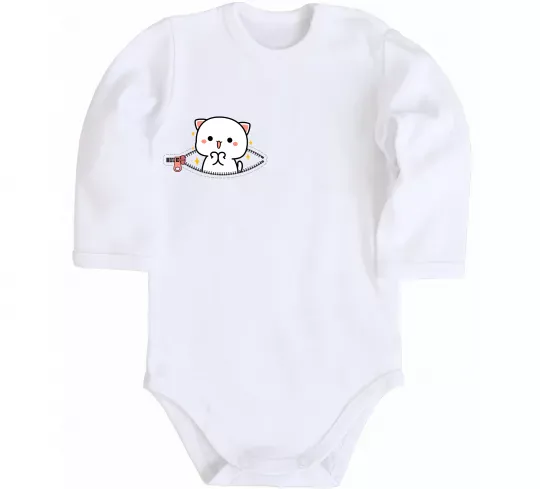 Дитячий бодік Peach cat в кишені Білий фото