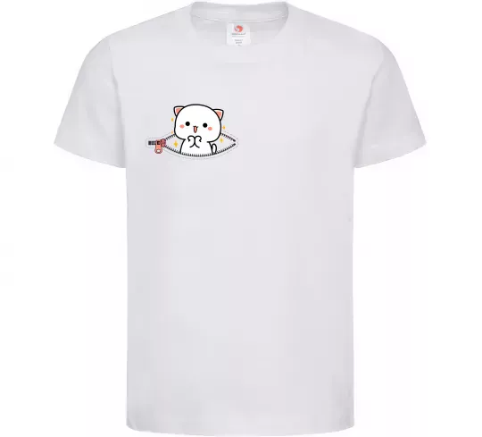 Детская футболка Peach cat в кишені Белый фото