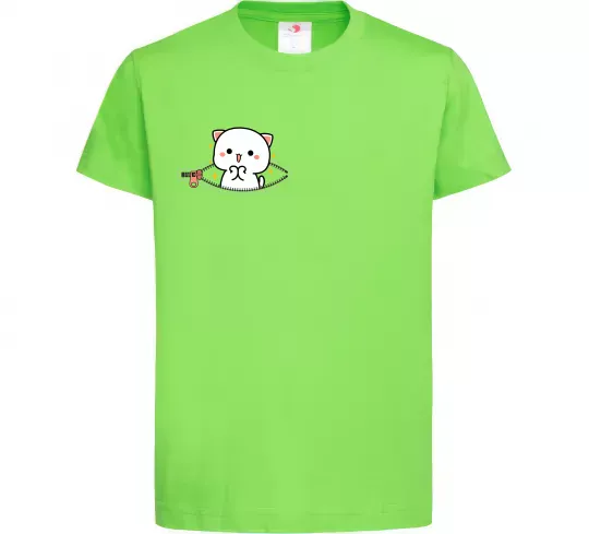 Детская футболка Peach cat в кишені Лаймовый фото
