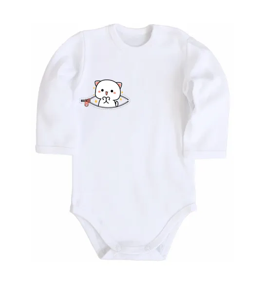 Дитячий бодік Peach cat в кишені Білий фото