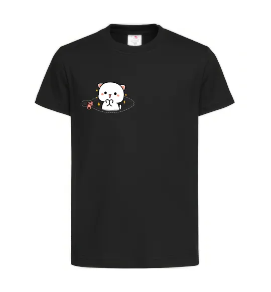 Детская футболка Peach cat в кишені Черный фото
