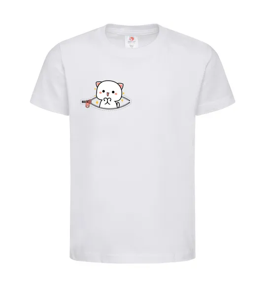 Детская футболка Peach cat в кишені Белый фото